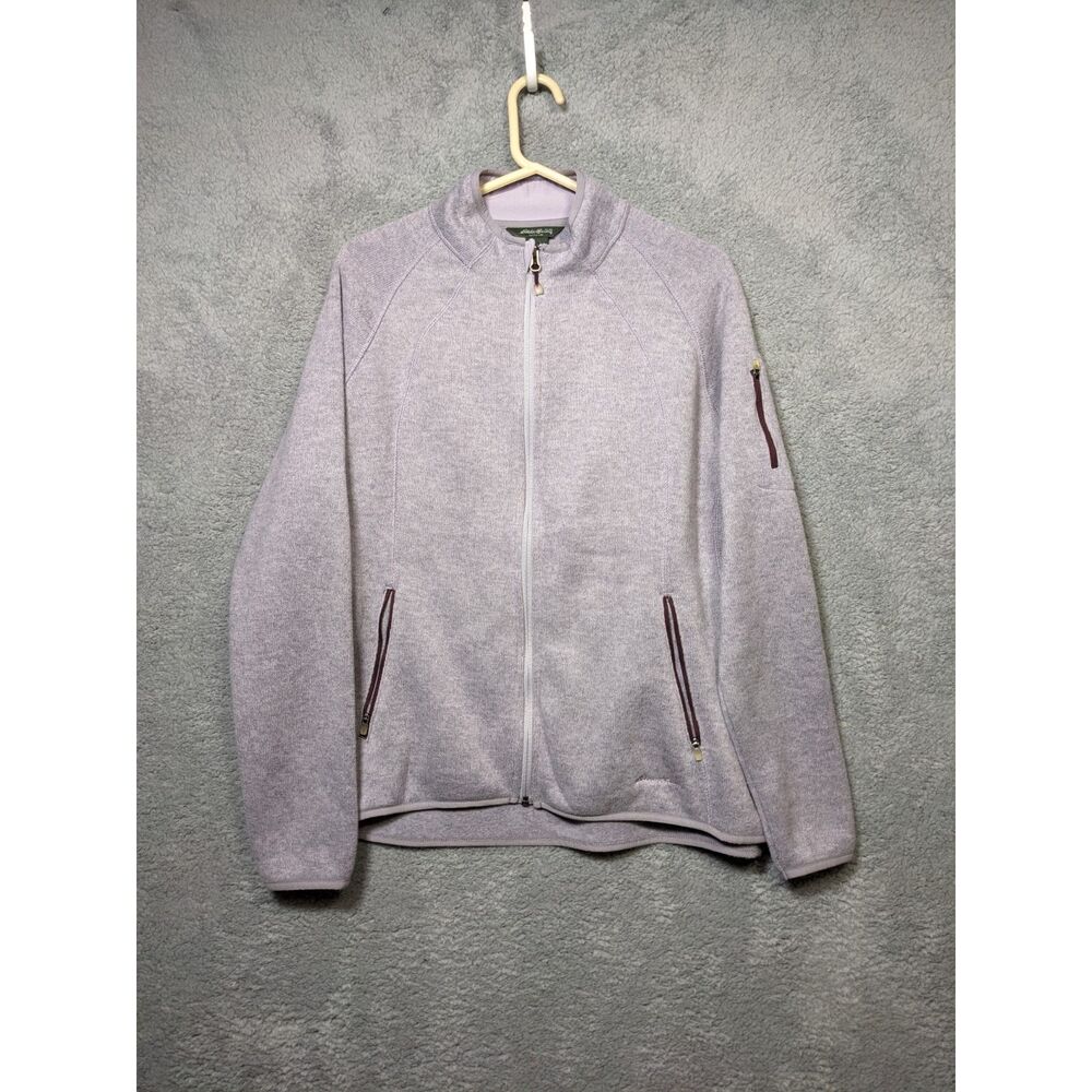 Eddie Bauer Women's Sherpa Fleece Jacket Full Zipper SZ XL Gray Preowned EUC